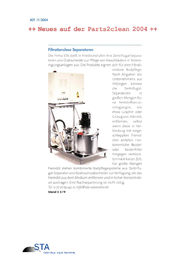 Filterlose Separatoren